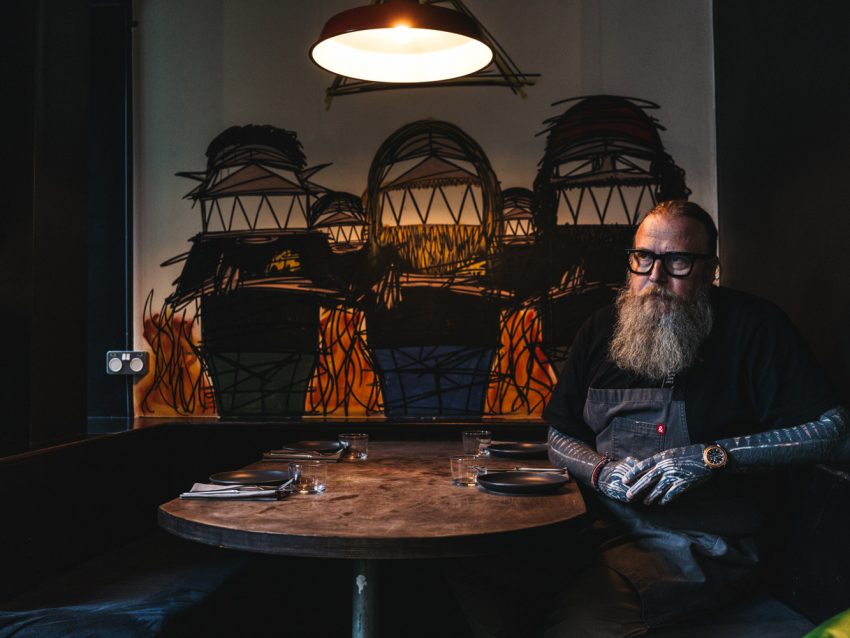 Corporate hospitality portrait photography in London with moody lighting shot on Hasselblad at Acme Fire Cult